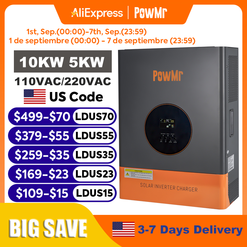 Drone Solar Charger - Инвертор PowMr 10 кВт/5 кВт, двухфазный,